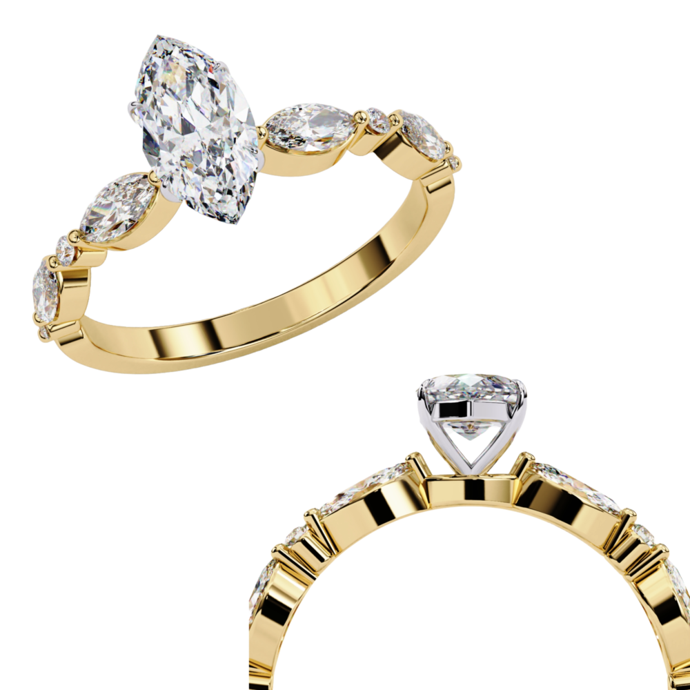 Yulan MARQUISE & ROUND RING - Image 5