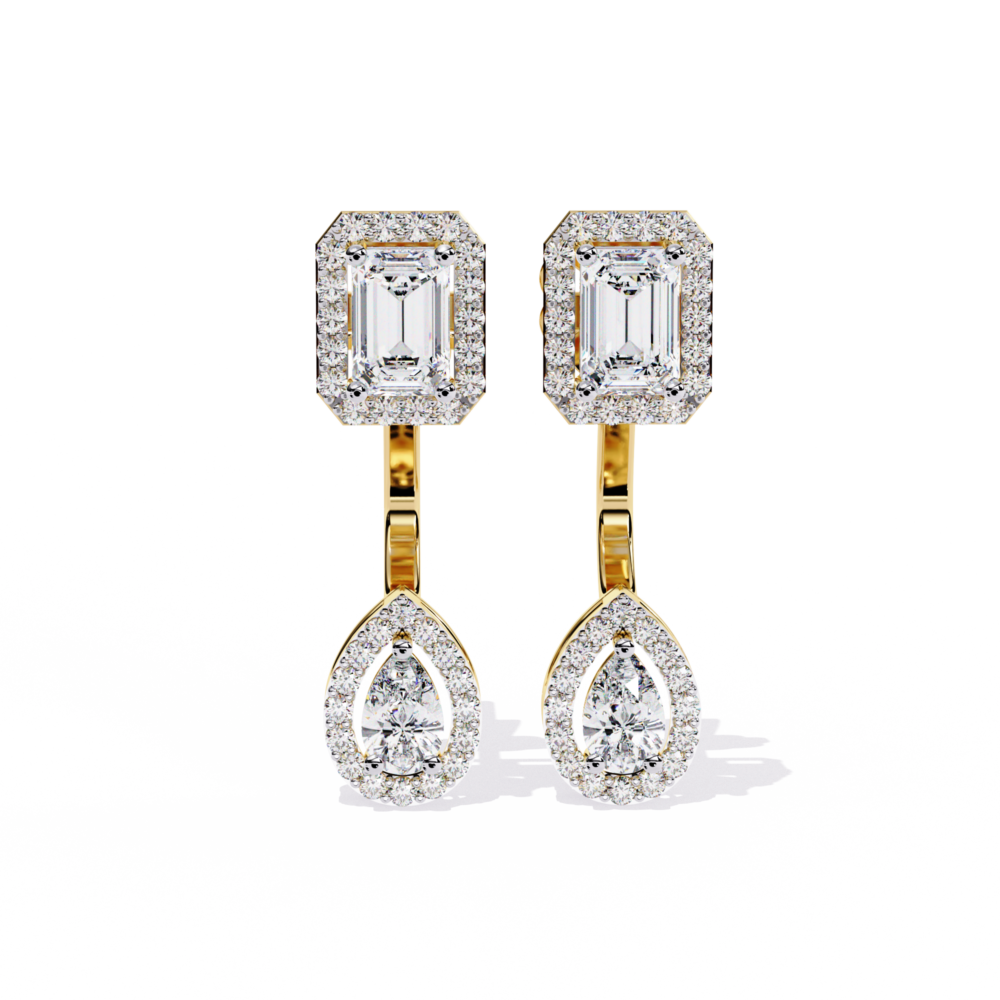 Carlotta Pear Round  Emerald EARRING - Image 3