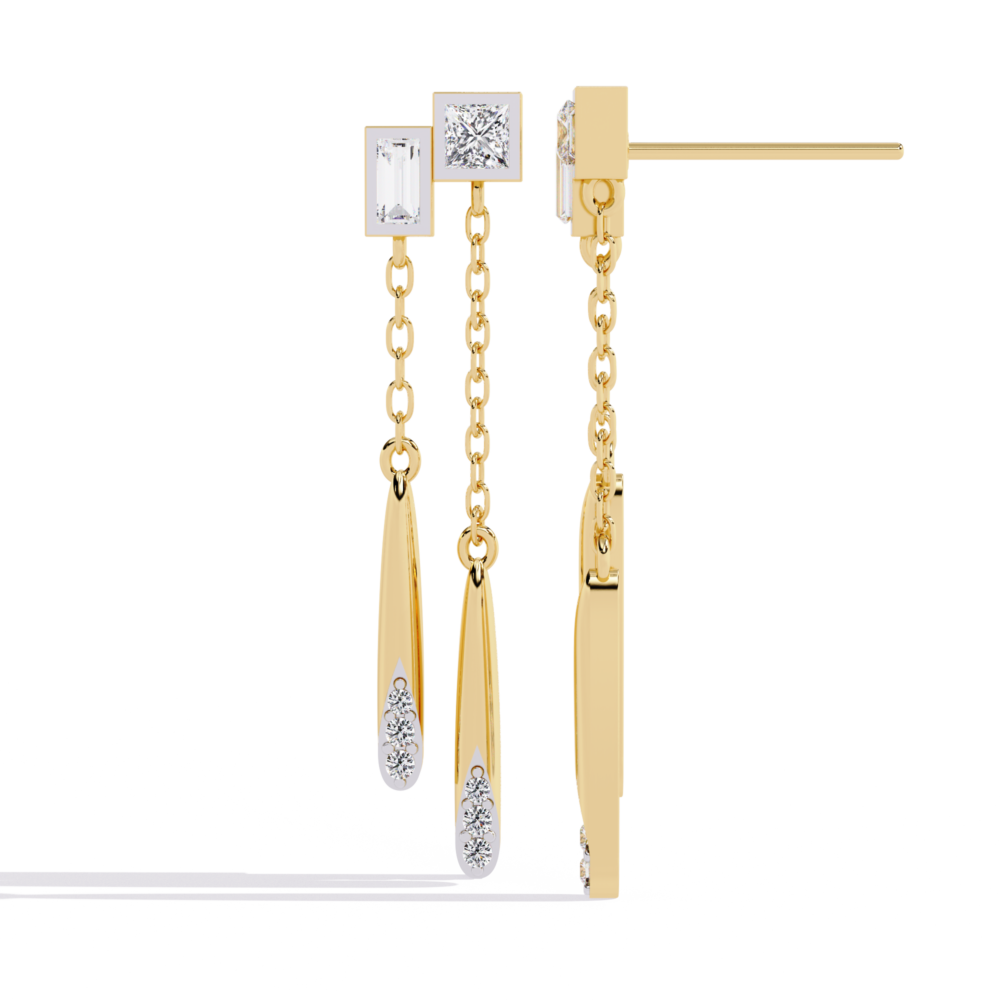 Hera Princess Baguette Straight Round EARRING - Image 3