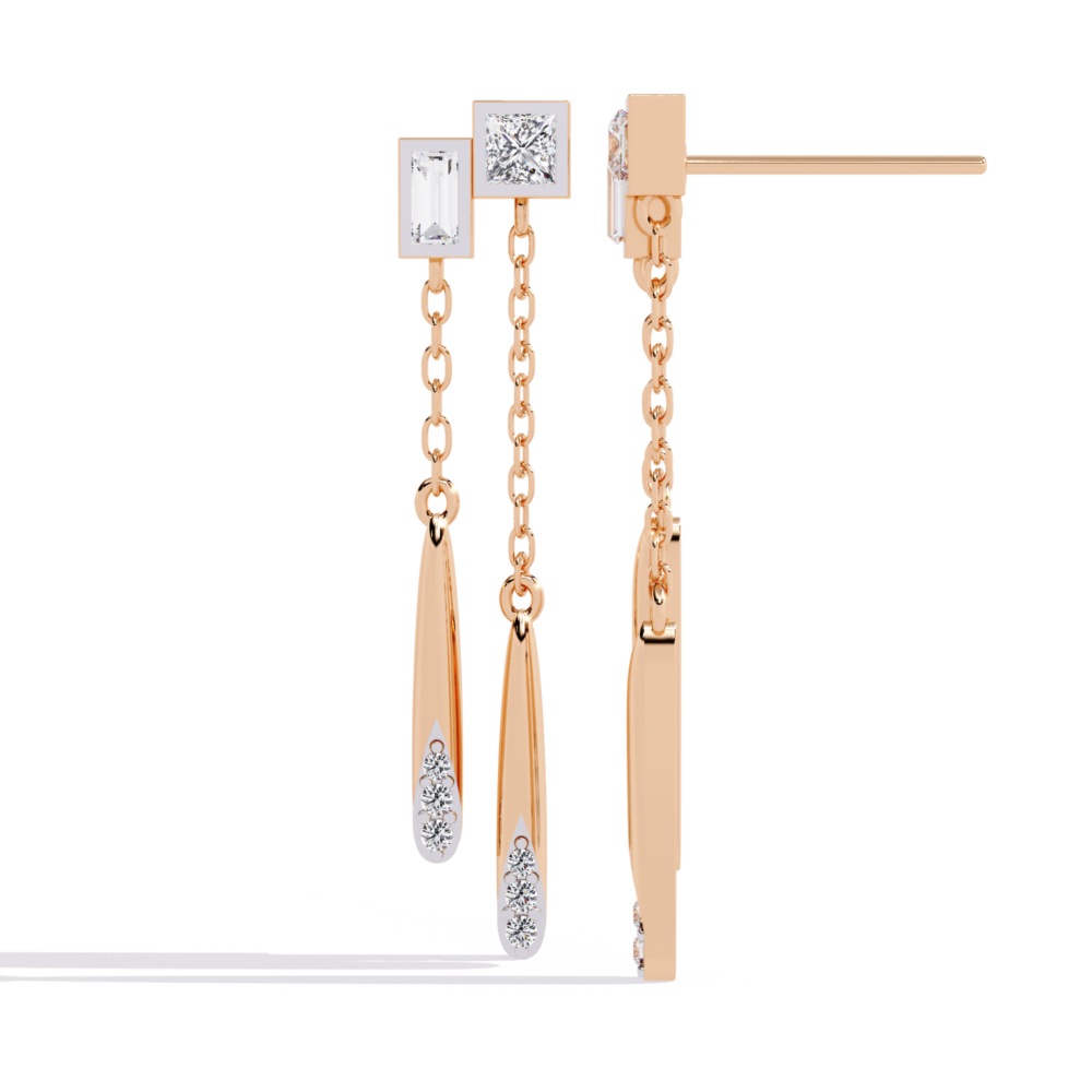 Hera Princess Baguette Straight Round EARRING - Image 4