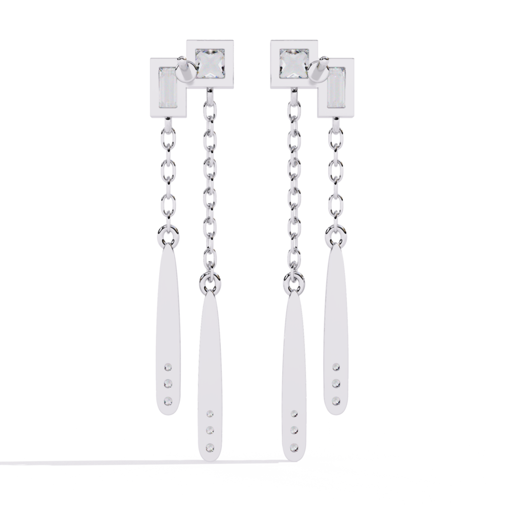 Hera Princess Baguette Straight Round EARRING - Image 5