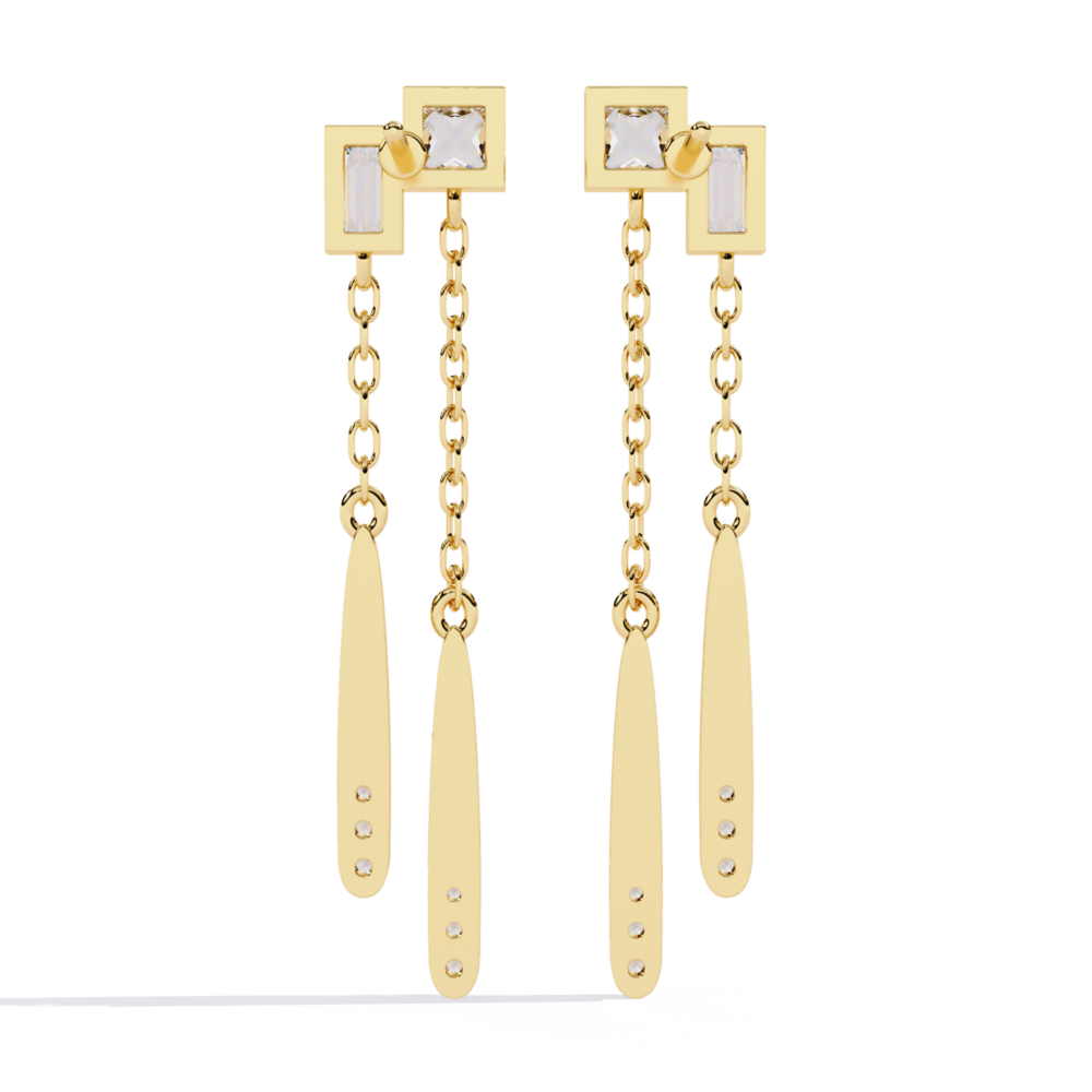 Hera Princess Baguette Straight Round EARRING - Image 6